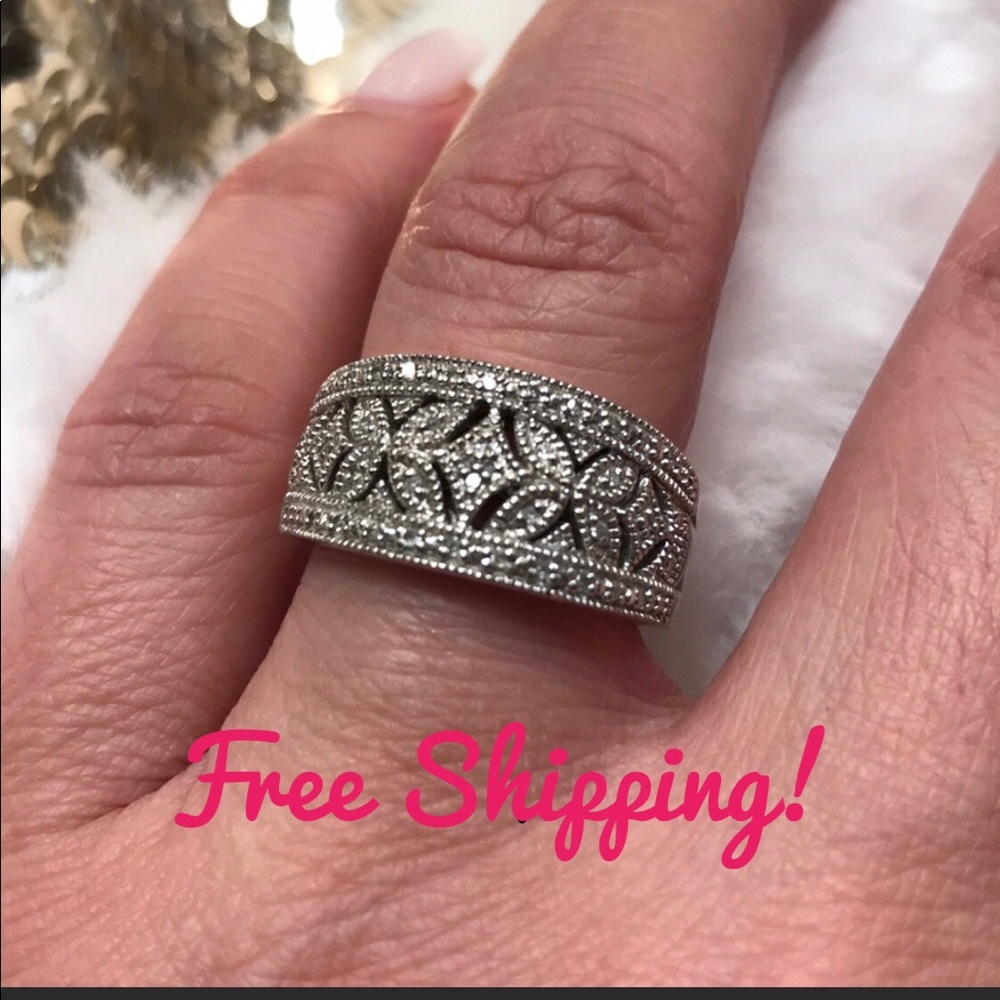 🦋925 Silver & Diamond Butterfly Design Ring Sz7💍